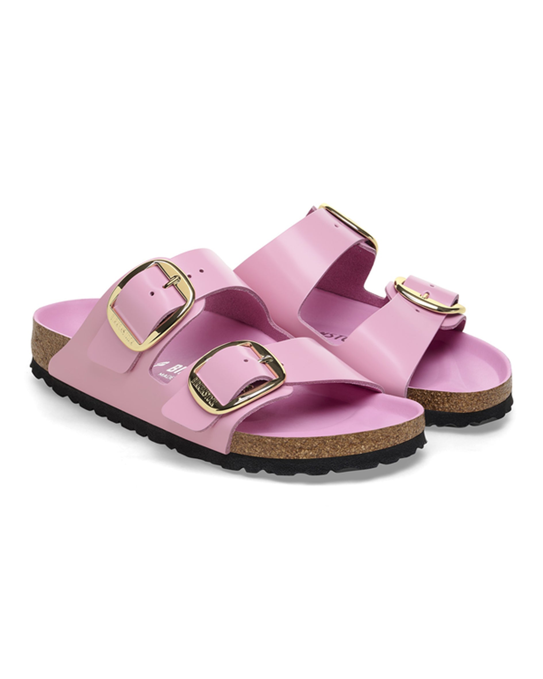 Arizona Big Buckle High Shine Fondant Pink Leather Sandals