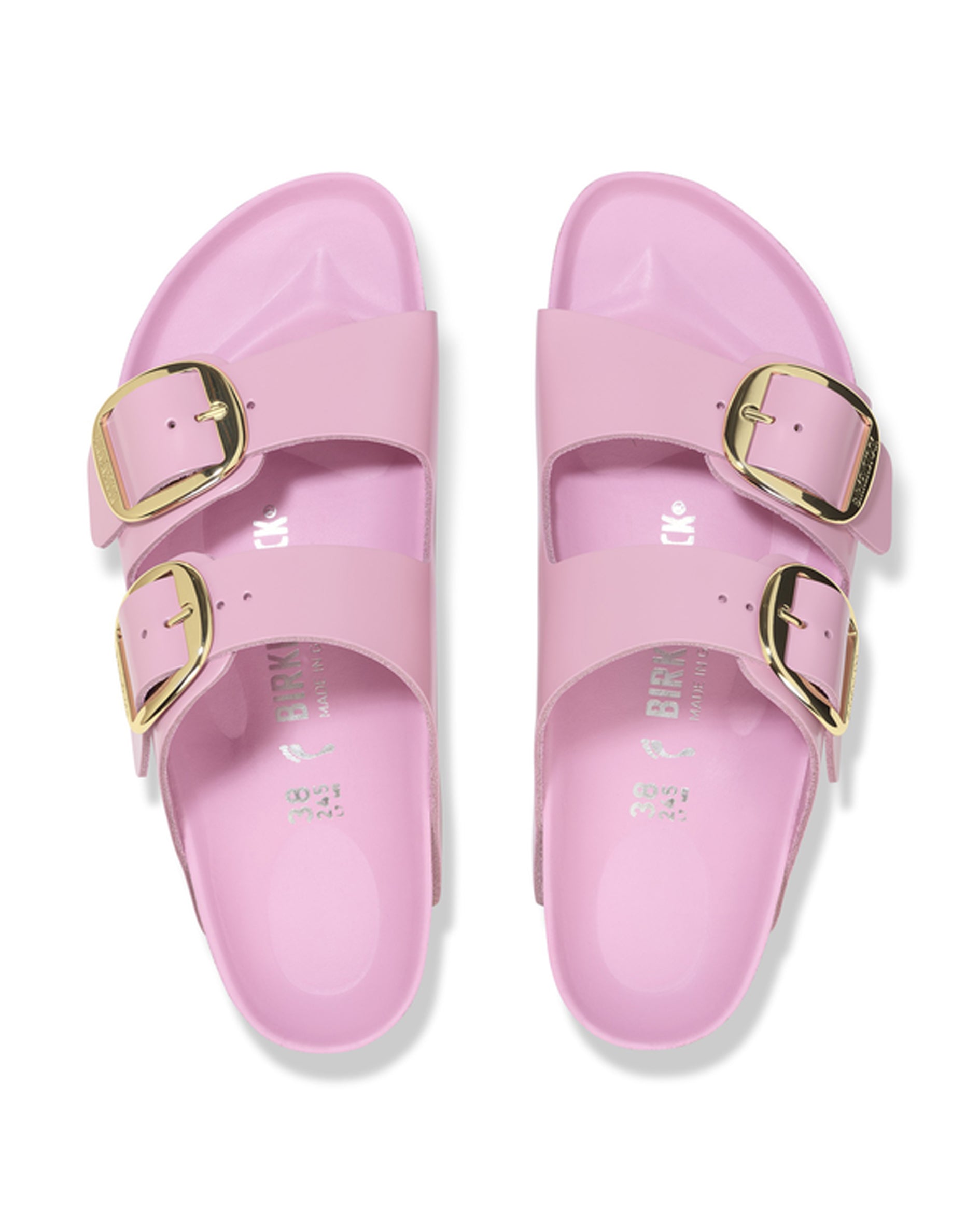 Arizona Big Buckle High Shine Fondant Pink Leather Sandals