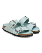 Arizona Big Buckle High Shine Surf Green Leather Sandals