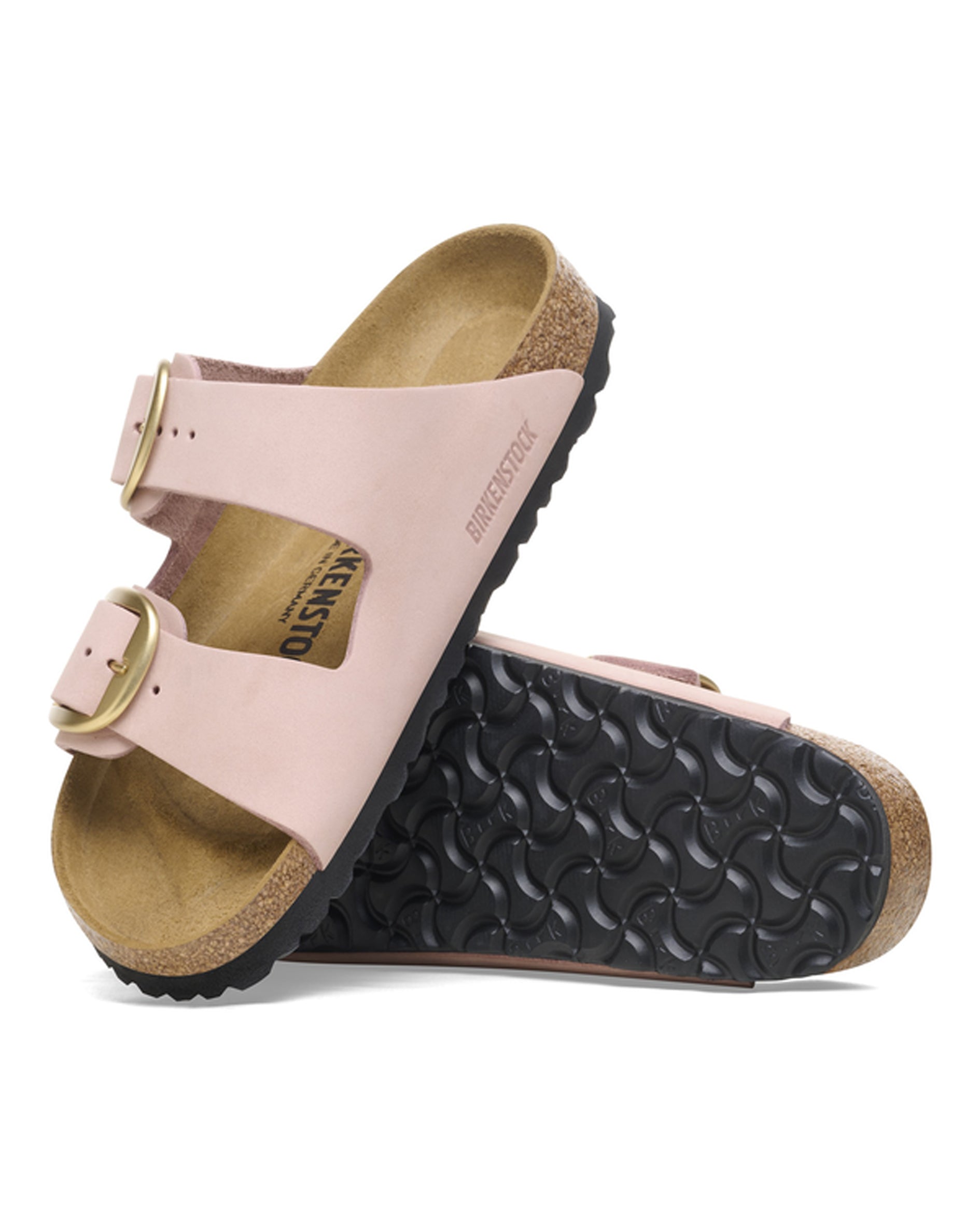 Arizona Big Buckle Soft Pink Nubuck Leather Sandals