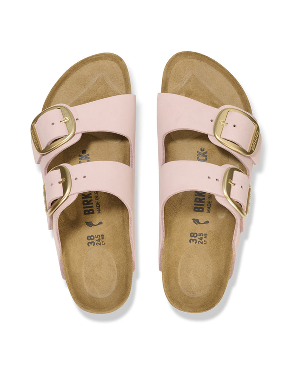 Arizona Big Buckle Soft Pink Nubuck Leather Sandals