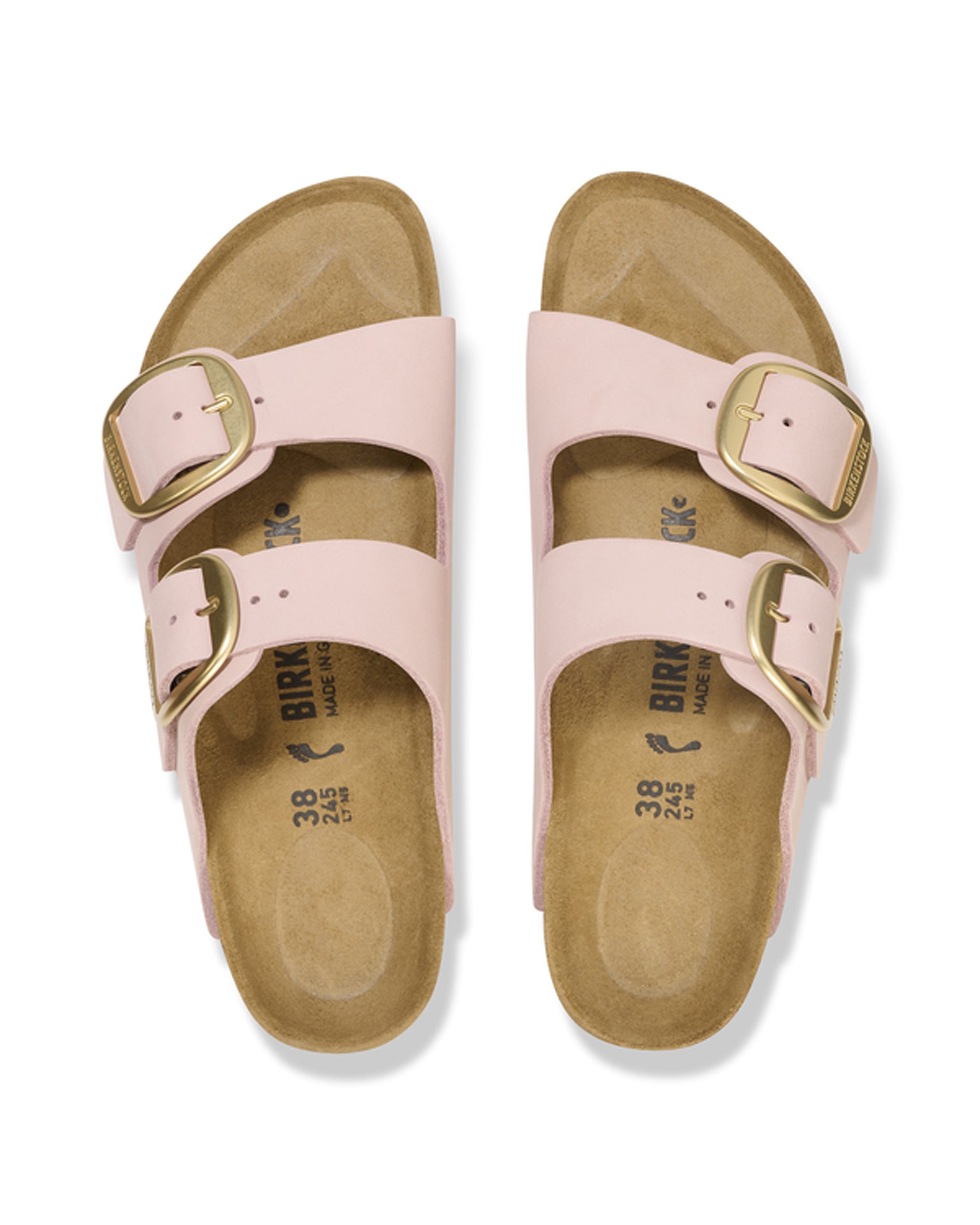 Arizona Big Buckle Soft Pink Nubuck Leather Sandals