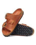 Arizona Big Buckle Burnt Orange Oiled Leather Sandals