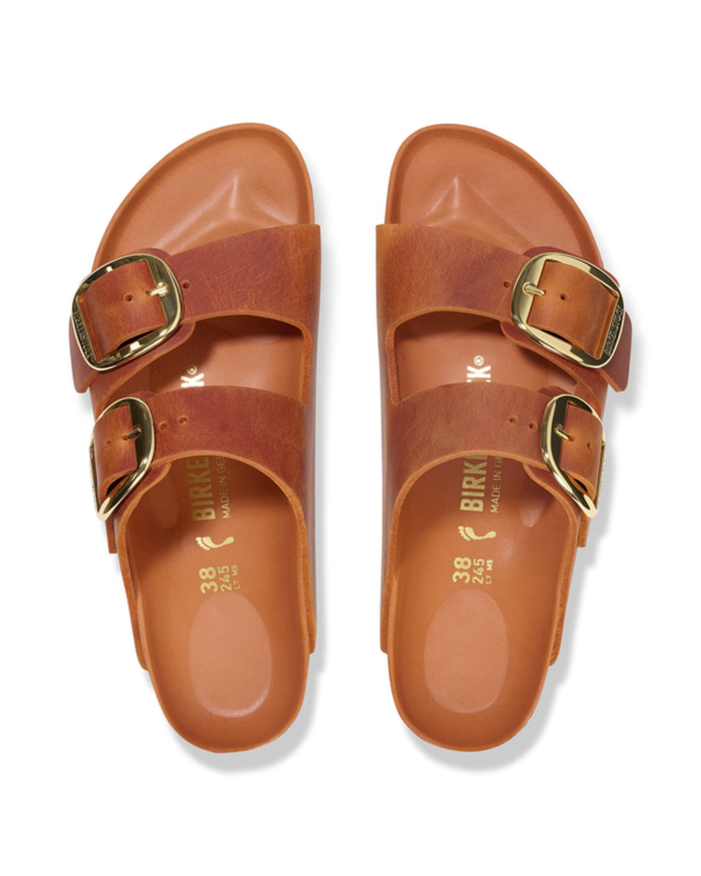 Arizona Big Buckle Burnt Orange Oiled Leather Sandals
