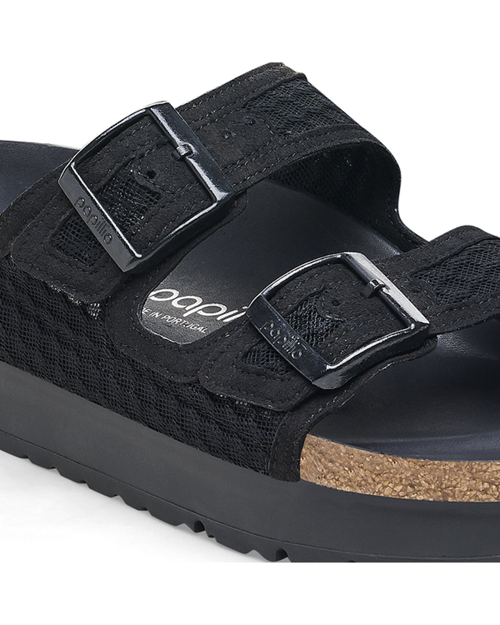Arizona Platform Flex Mesh Black Textile Sandals
