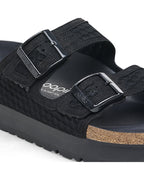 Arizona Platform Flex Mesh Black Textile Sandals