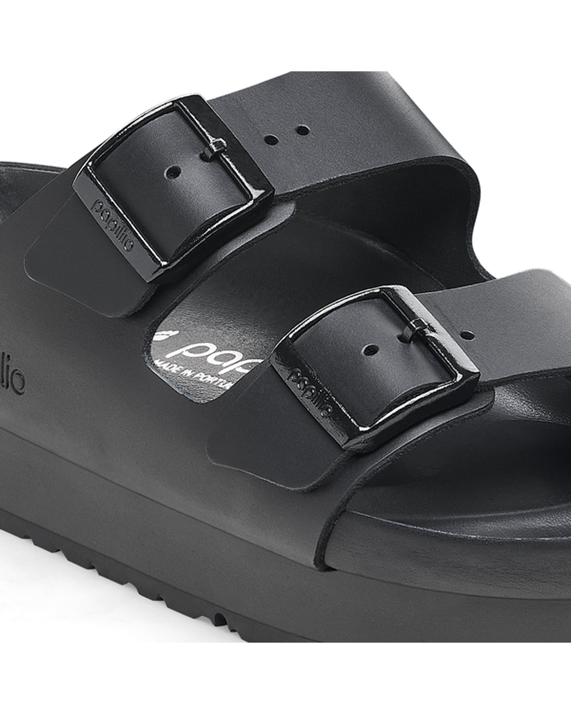 Arizona Platform Flex Exquisite Black Leather Sandals