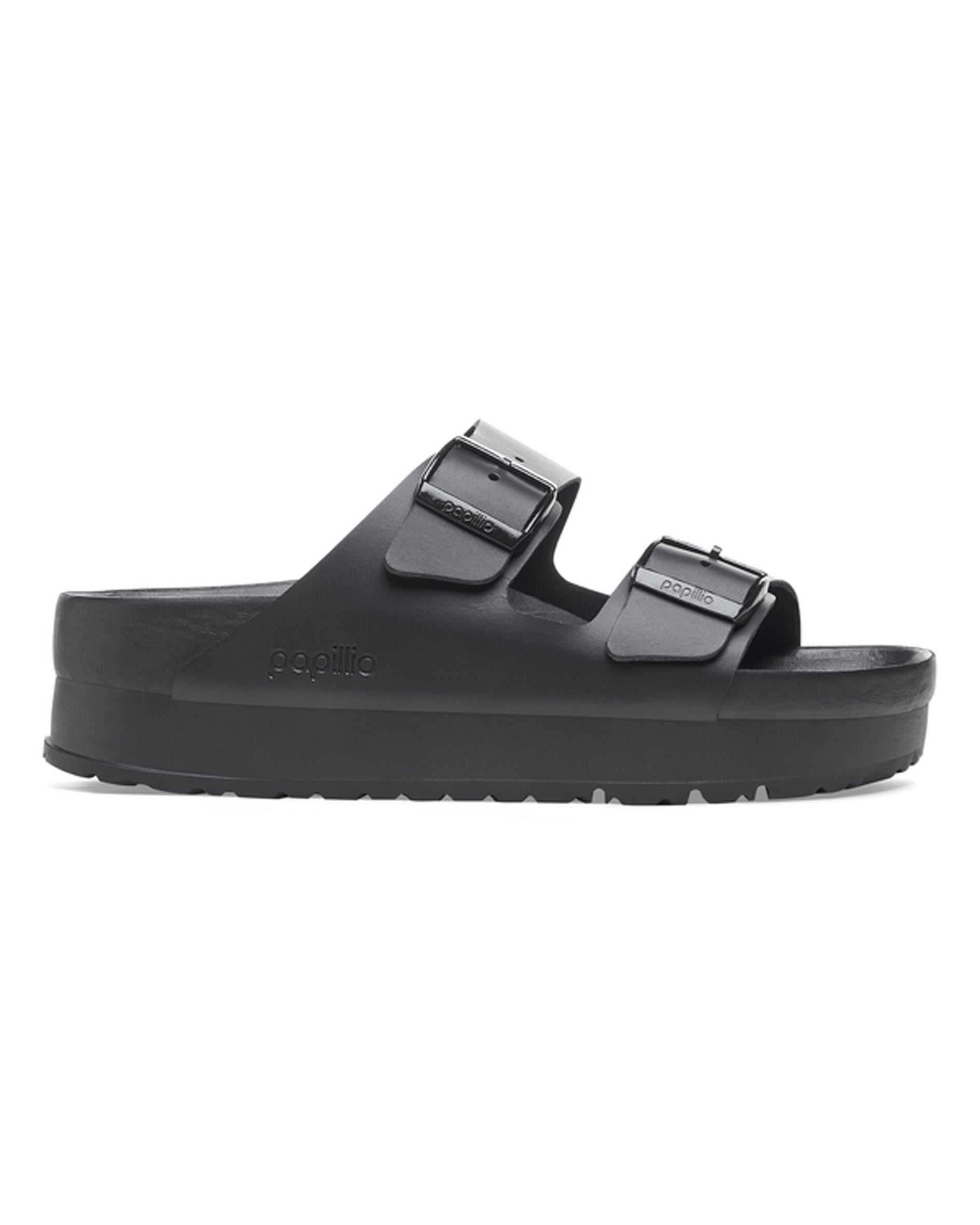 Arizona Platform Flex Exquisite Black Leather Sandals