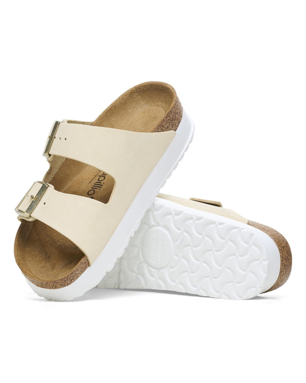 Arizona Platform Flex Ecru Nubuck Leather Sandals