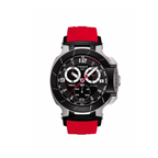 Tissot T Race Chronograph Black Dial Red Rubber Strap Watch for Men - T048.417.27.057.01