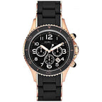Marc Jacobs Ladies Pelly Black Dial Rose Gold Watch