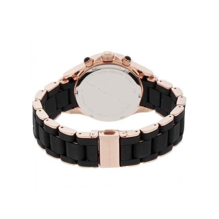 Marc Jacobs Ladies Pelly Black Dial Rose Gold Watch
