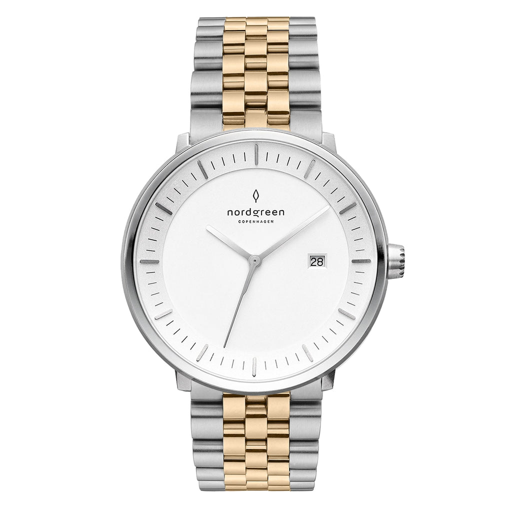 Nordgreen Philosopher Two-Tone Stainless Steel 36mm Silver Case Watch