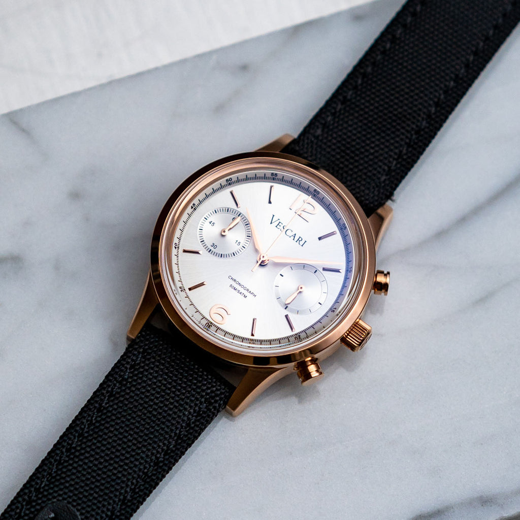 Vescari Chestor Rosegold Black Chronograph Watch