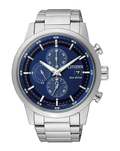 Citizen Eco-Drive Blue Dial Chronograph Stainless Steel Watch CA0610-52L