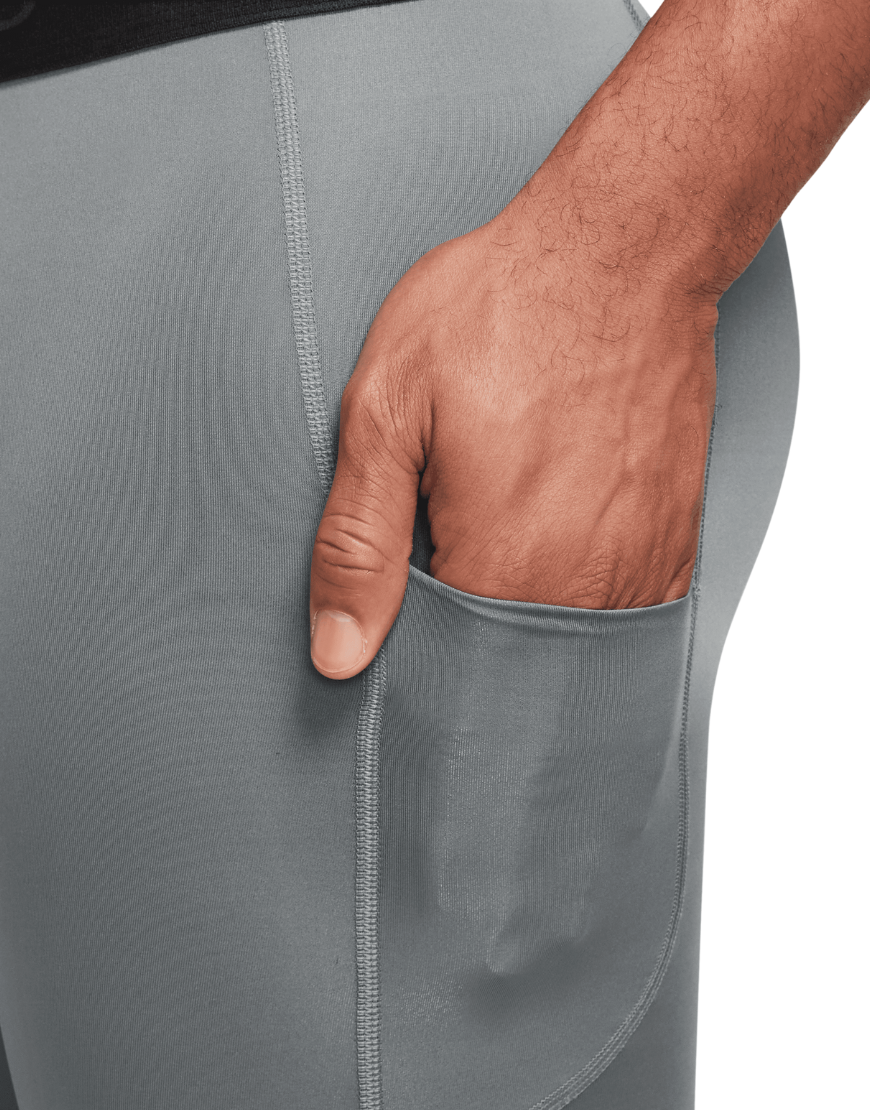 Men's Dri-FIT Fitness Long Pro Shorts :Smoke Grey | Black