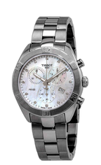 Tissot PR 100 Sport Chic Chronograph Diamonds Mother of Pearl Dial Silver Steel Strap Watch for Women - T101.917.11.116.00