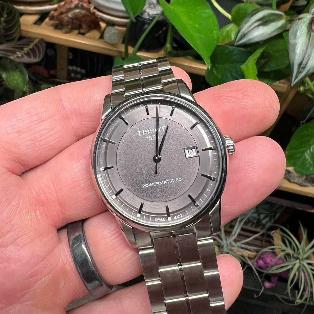 Tissot Luxury Powermatic 80 Grey Dial Silver Steel Strap Watch for Men - T086.407.11.061.00