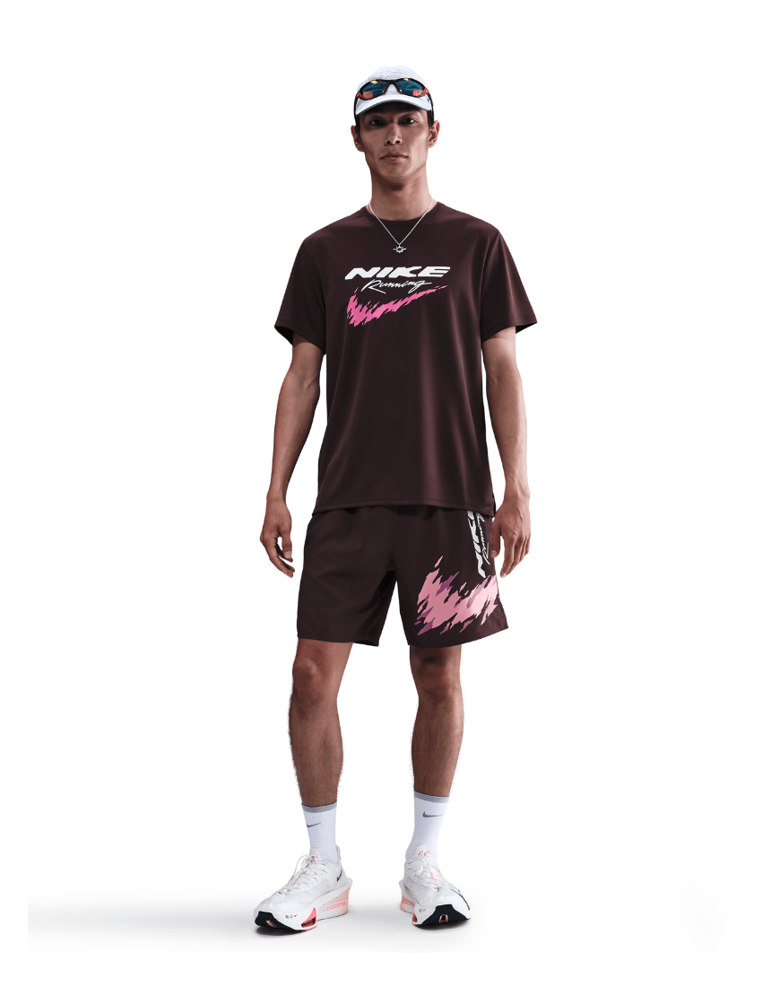 Men's Dri-FIT UV Running Miler Top :Burgundy Crush