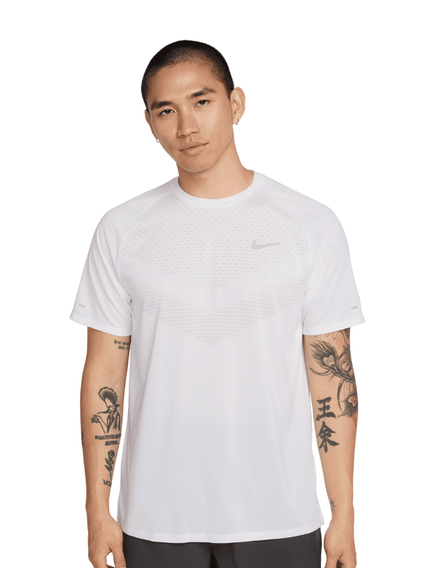 Men's Dri-FIT ADV Short-Sleeve Stride Running Top :White | Reflective Silver