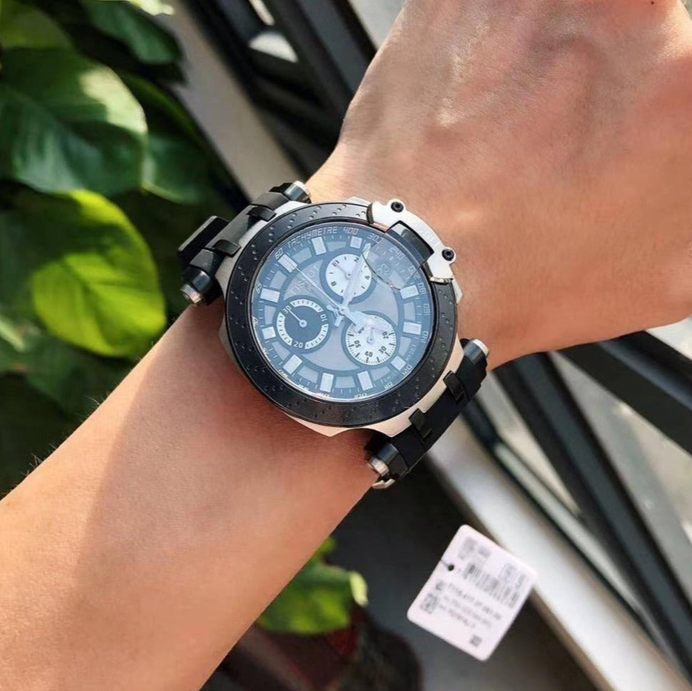 Tissot T Race Chronograph Anthracite Black Dial Black Silicone Strap Watch For Men - T115.417.27.061.00