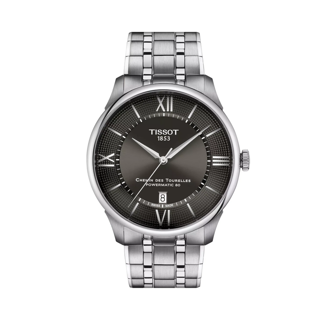 Tissot Chemin Des Tourelles Powermatic 80 Grey Dial Silver Steel Strap Watch for Men - T139.407.11.068.00