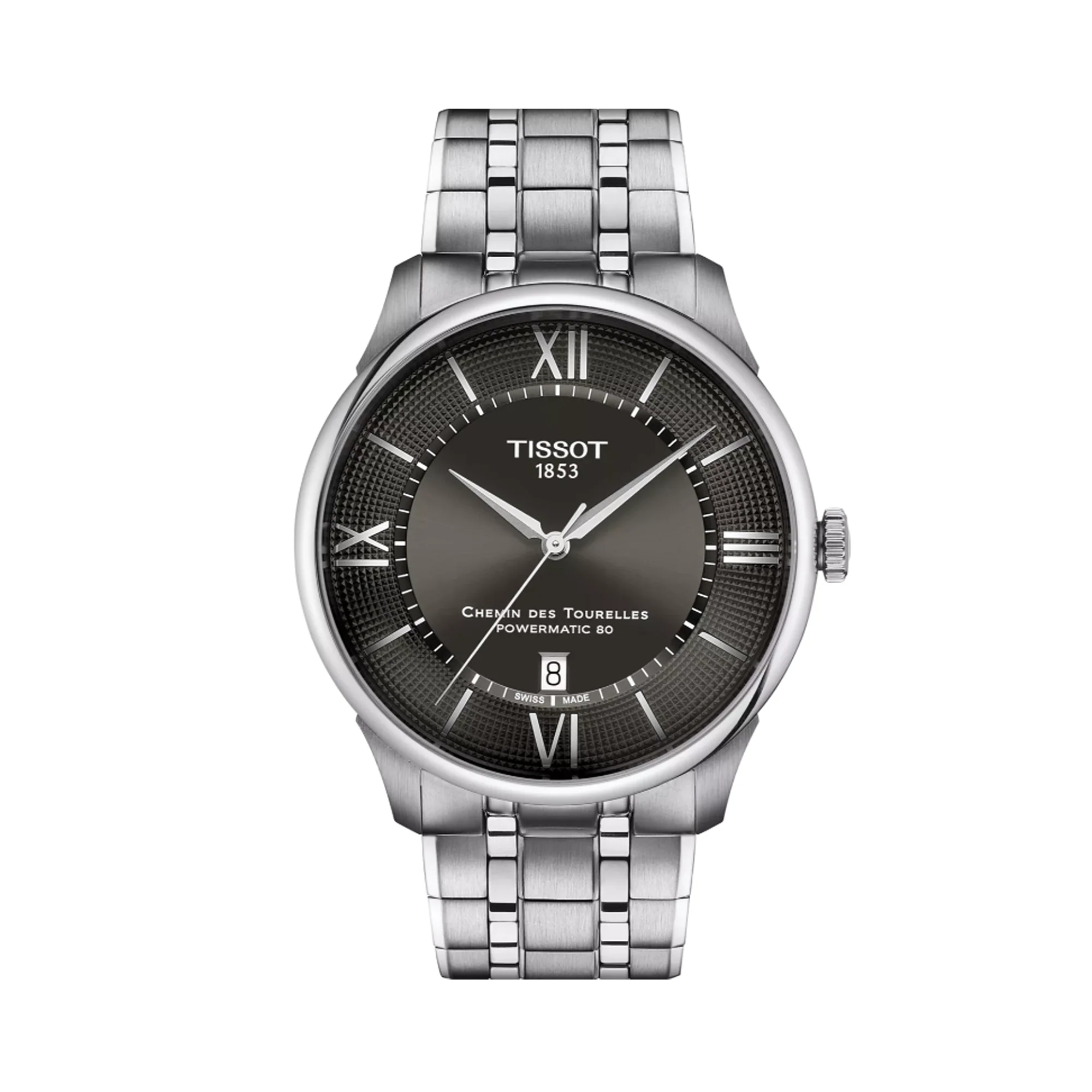 Tissot Chemin Des Tourelles Powermatic 80 Grey Dial Silver Steel Strap Watch for Men - T139.407.11.068.00