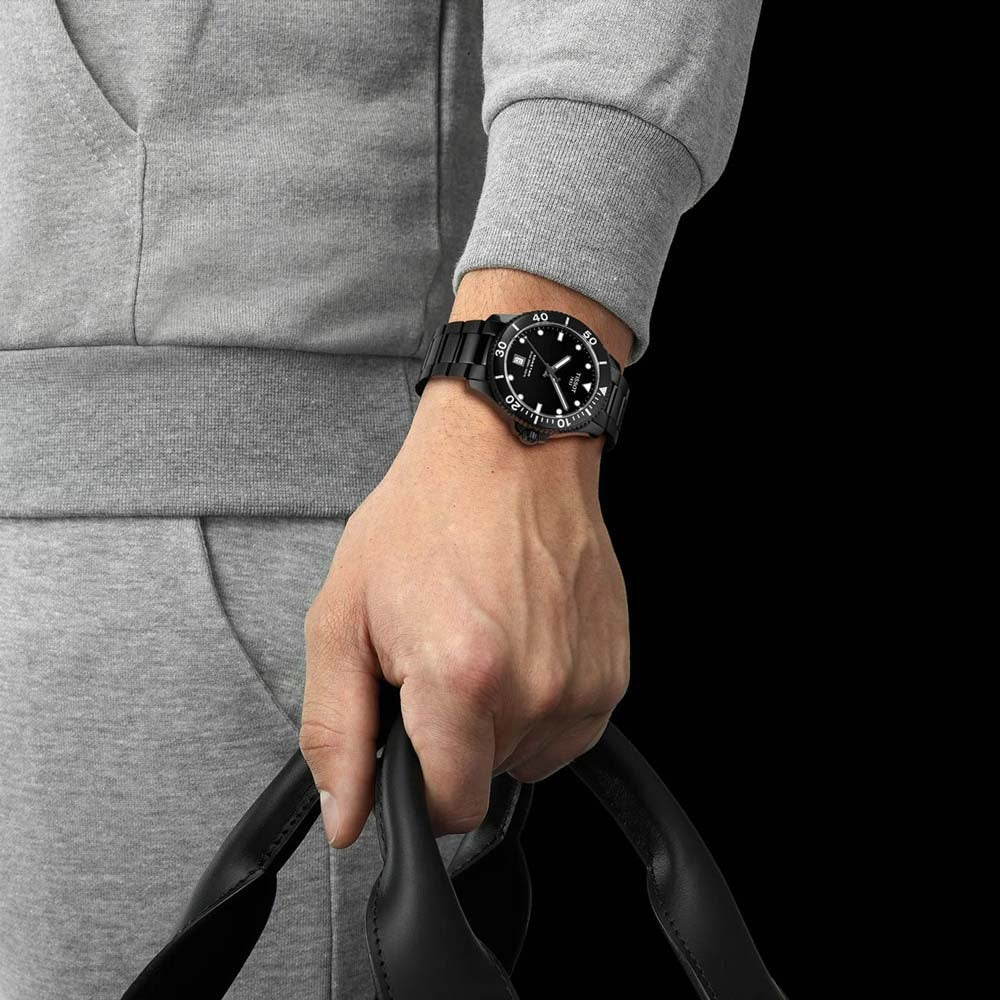 Tissot Seastar 1000 Quartz Black Dial Black Steel Strap Watch for Men - T120.410.33.051.00