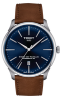 Tissot Chemin des Tourelles Automatic Powermatic 80 Blue Dial Brown Leather Strap Watch for Men - T139.407.16.041.00