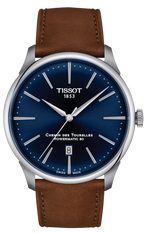 Tissot Chemin des Tourelles Automatic Powermatic 80 Blue Dial Brown Leather Strap Watch for Men - T139.407.16.041.00