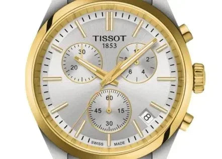 Tissot PR 100 Chronograph Silver Dial Two Tone Steel Strap Watch for Men - T150.417.22.031.00