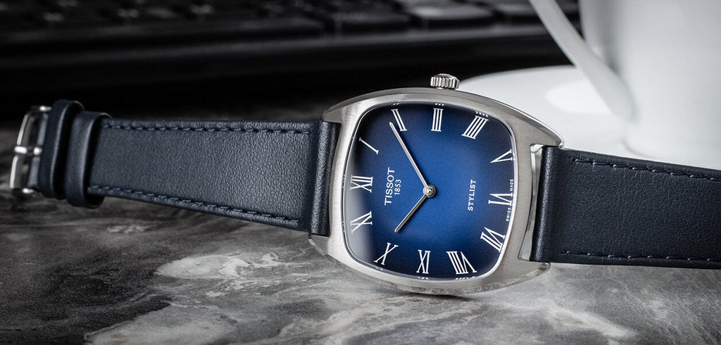Tissot Stylist Quartz Blue Dial Blue Leather Strap Watch for Men - T159.909.16.043.00