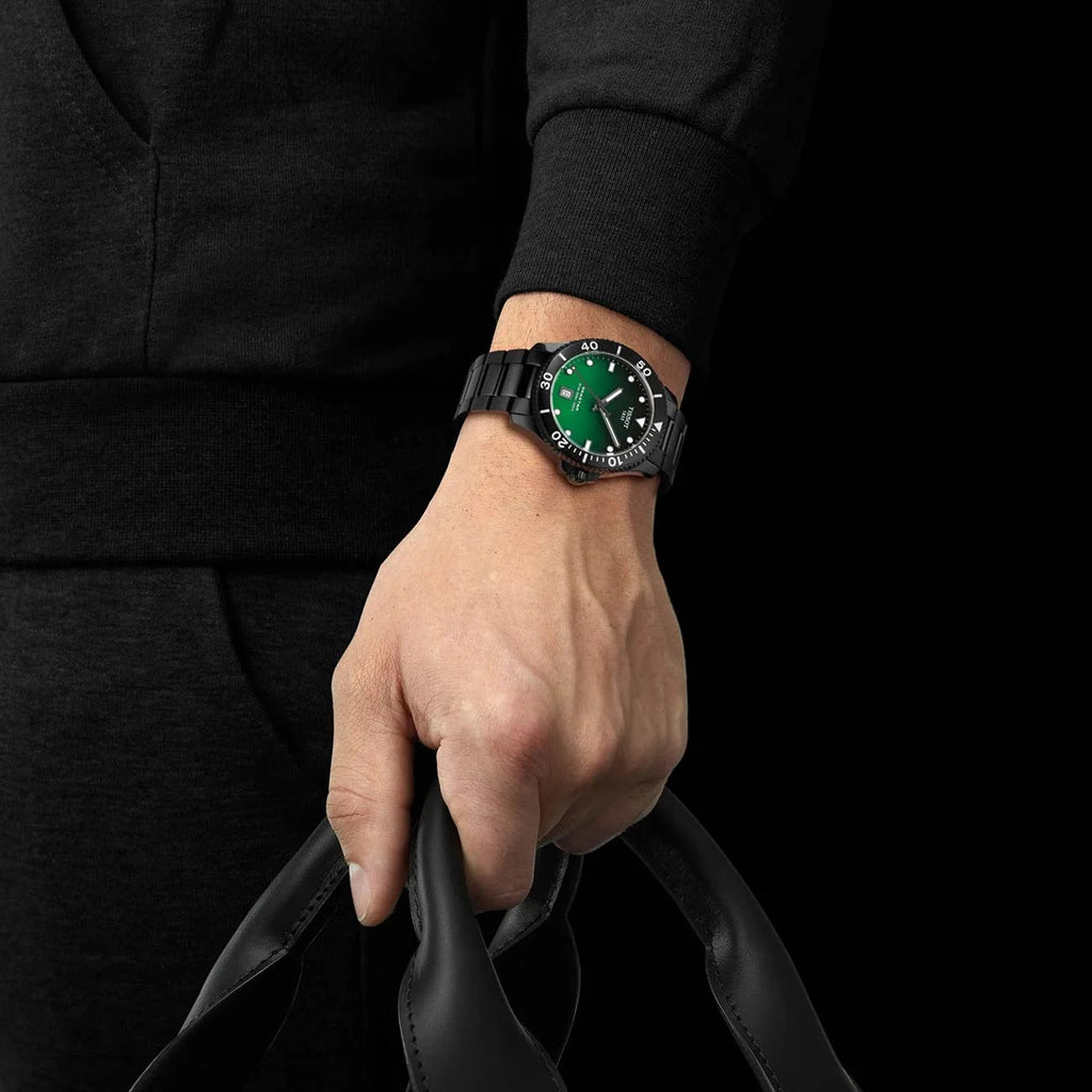 Tissot Tissot Seastar 1000 Quartz Green Dial Black Steel Strap Watch for Men - T120.410.33.091.00