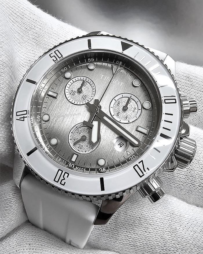 Tissot Seastar 1000 Chronograph Grey Dial White Rubber Strap Watch for Men - T120.217.17.011.00
