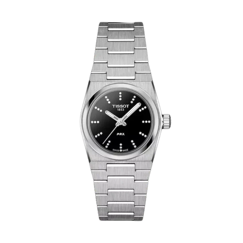 Tissot PRX Quartz Diamonds Black Dial Silver Steel Strap Watch for Women - T137.010.11.056.00