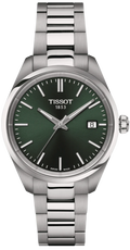 Tissot PR 100 Quartz Green Dial Silver Steel Strap Watch for Women - T150.210.11.091.00