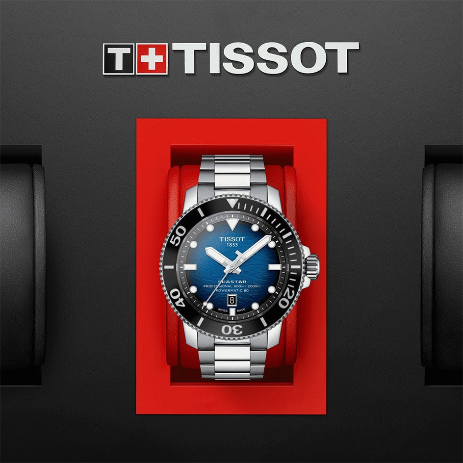 Tissot Seastar 2000 Professional Powermatic 80 Blue Dial Silver Steel Strap Watch for Men - T120.607.11.041.01