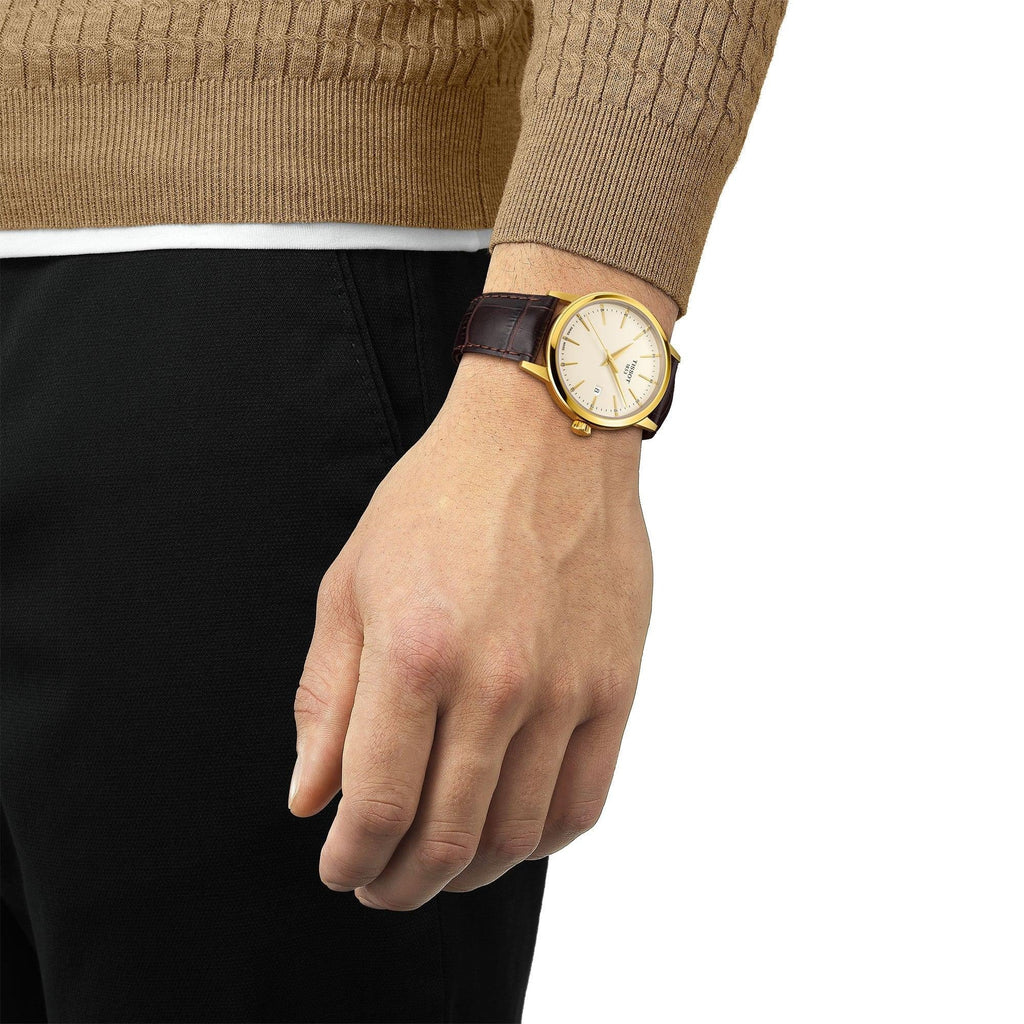 Tissot Classic Dream Ivory Dial Brown Leather Strap Watch for Men - T129.410.36.261.00