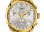 Tissot PR 100 Chronograph White Dial Gold Steel Strap Watch for Men - T150.417.33.031.00