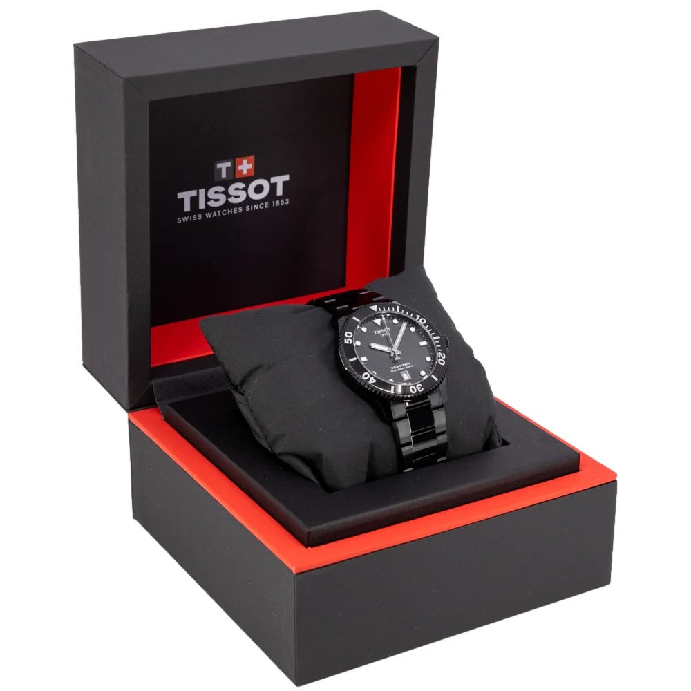 Tissot Seastar 1000 Quartz Black Dial Black Steel Strap Watch for Men - T120.410.33.051.00