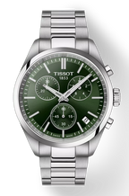 Tissot PR 100 Chronograph Green Dial Silver Steel Strap Watch for Men - T150.417.11.091.00