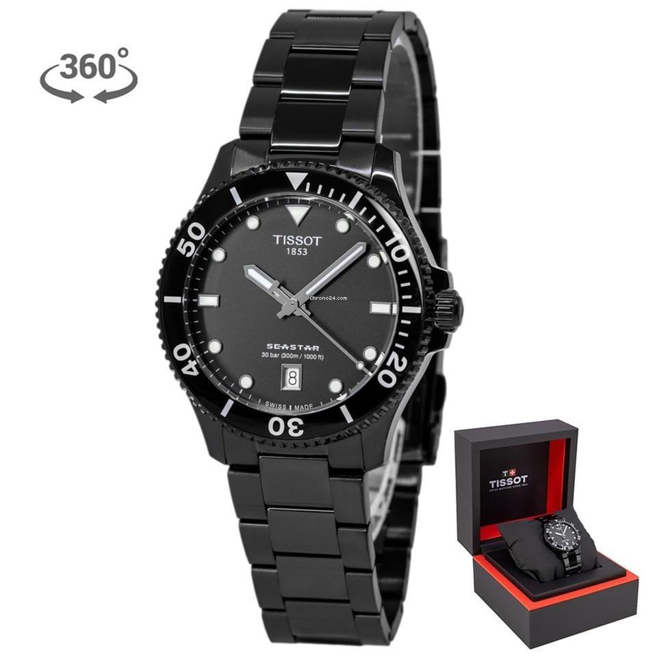Tissot Seastar 1000 Quartz Black Dial Black Steel Strap Watch for Men - T120.410.33.051.00
