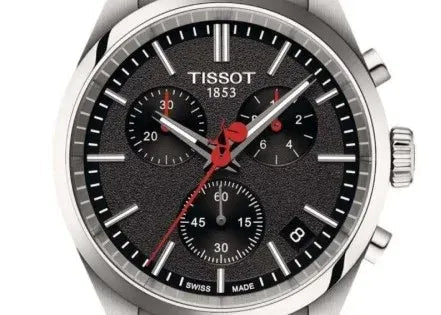 Tissot PR 100 Vuelta Chronograph Black Dial Silver Steel Strap Watch for Men - T150.417.11.051.01