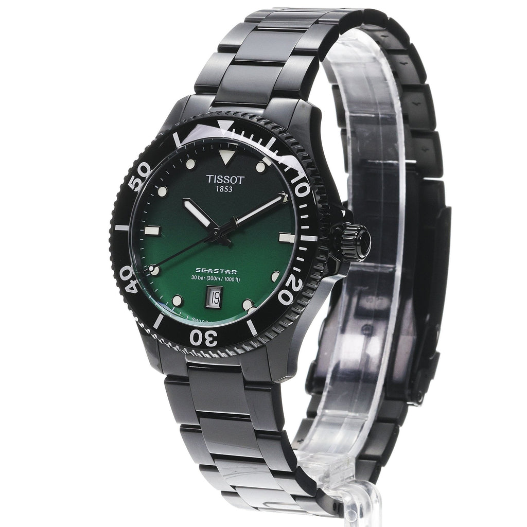 Tissot Tissot Seastar 1000 Quartz Green Dial Black Steel Strap Watch for Men - T120.410.33.091.00