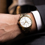 Tissot PR 100 Chronograph White Dial Gold Steel Strap Watch for Men - T150.417.33.031.00