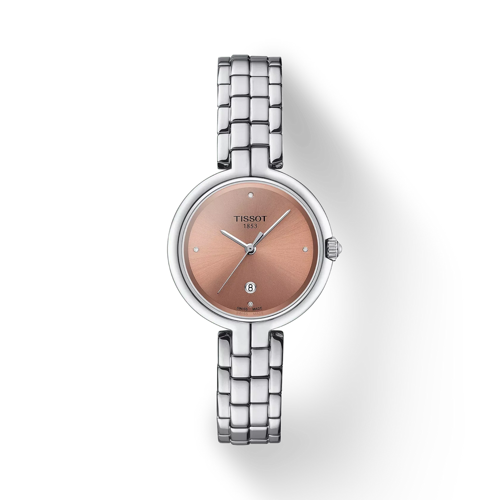 Tissot T-Lady Flamingo Diamonds Pink Dial Silver Steel Strap Watch for Women - T094.210.11.336.00