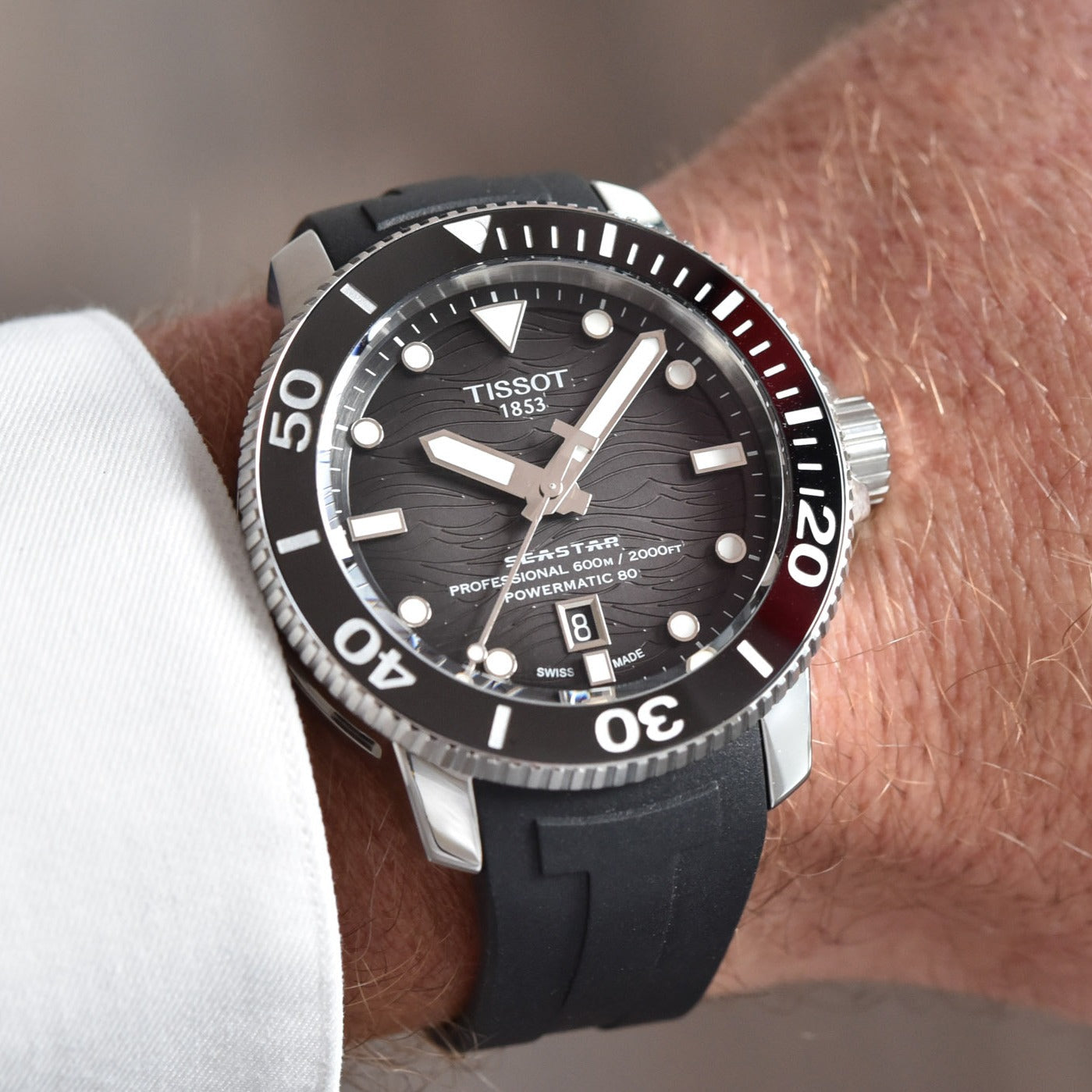 Tissot Seastar 2000 Professional Powermatic 80 Black Dial Black Rubber Strap Watch for Men - T120.607.17.441.00