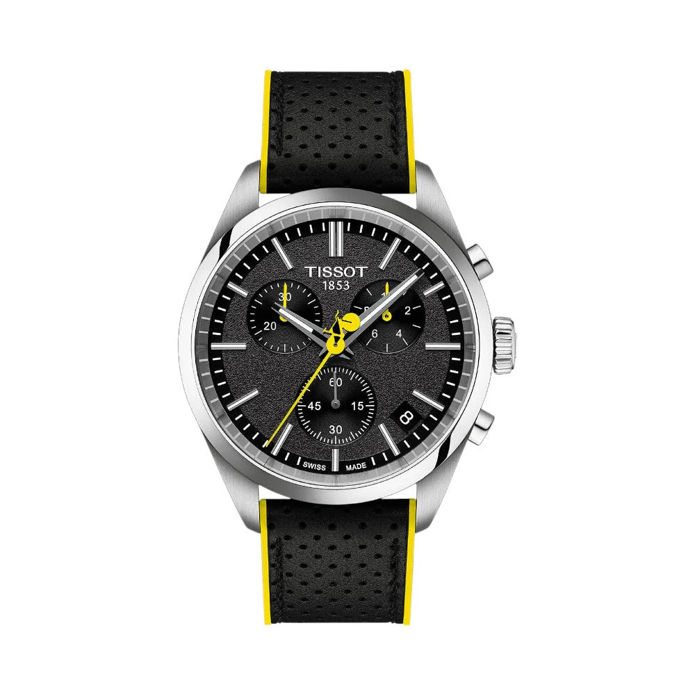 Tissot PR 100 Tour De France Chronograph Black Dial Silver Steel Strap Watch for Men - T150.417.11.051.00