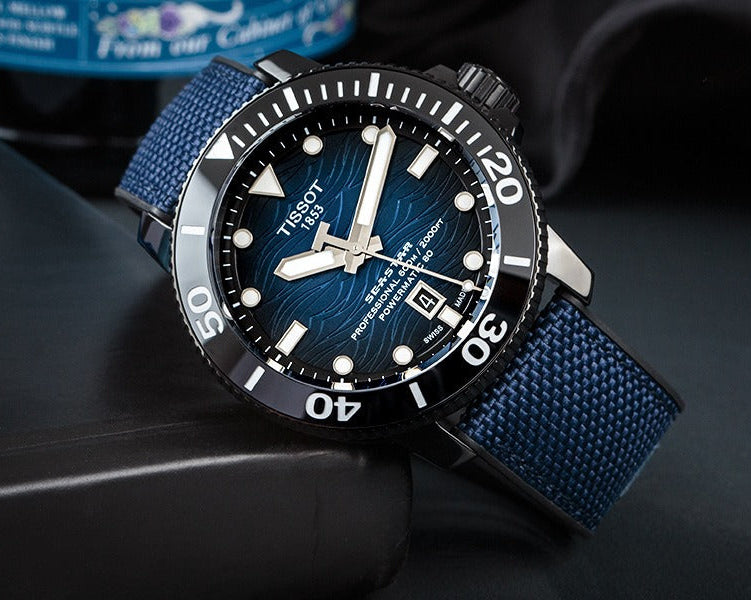 Tissot Seastar 2000 Professional Powermatic 80 Blue Dial Blue Nylon Strap Watch for Men - T120.607.37.041.00