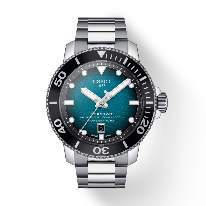 Tissot Seastar 2000 Professional Powermatic 80 Blue Dial Silver Steel Strap Watch for Men - T120.607.11.041.00